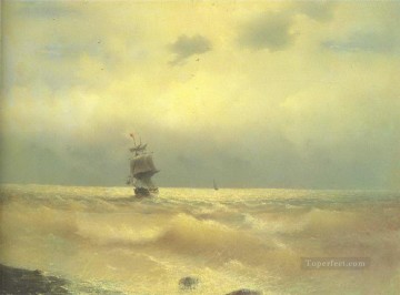  barco - El barco cerca de la costa 1890 Romántico Ivan Aivazovsky Ruso